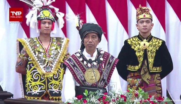 Presiden Jokowi saat sidang tahunan MPR, DPR dan DPD RI, Jakarta, Rabu (16/8/2023). (Tangkapan layar Youtube Setpres RI)