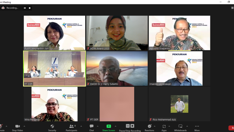 PT SIER Berkomitmen Tingkatkan Human Capital dalam Transformasi Berkelanjutan ( Foto penjurian Human Capital & Performance Award 2022 yang dilaksanakan secara online, Senis (16/10/2023)).